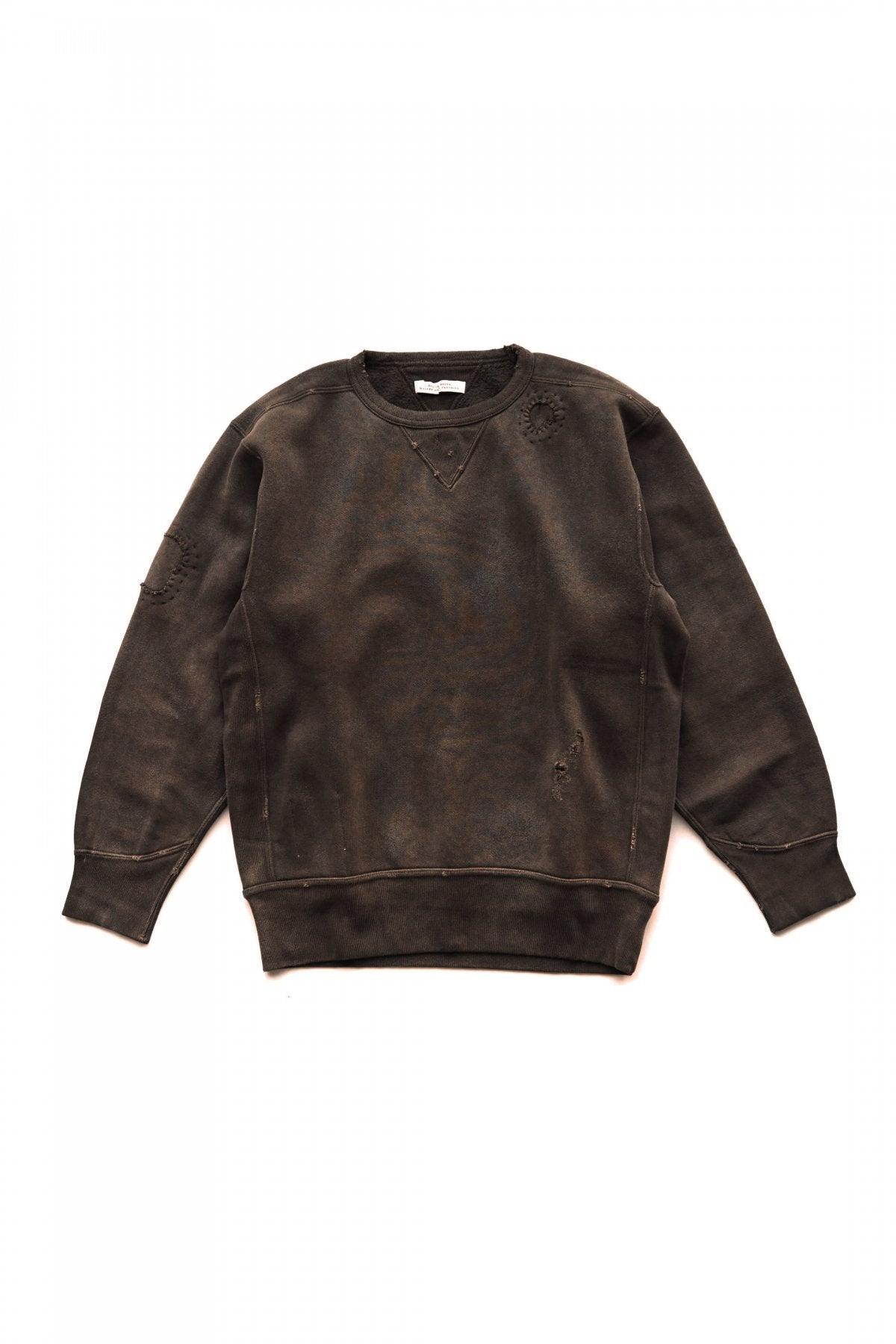 OLD JOE - PATINA COTTON SWEAT CREW-NECK (SCAR FACE) - ESPRESSO