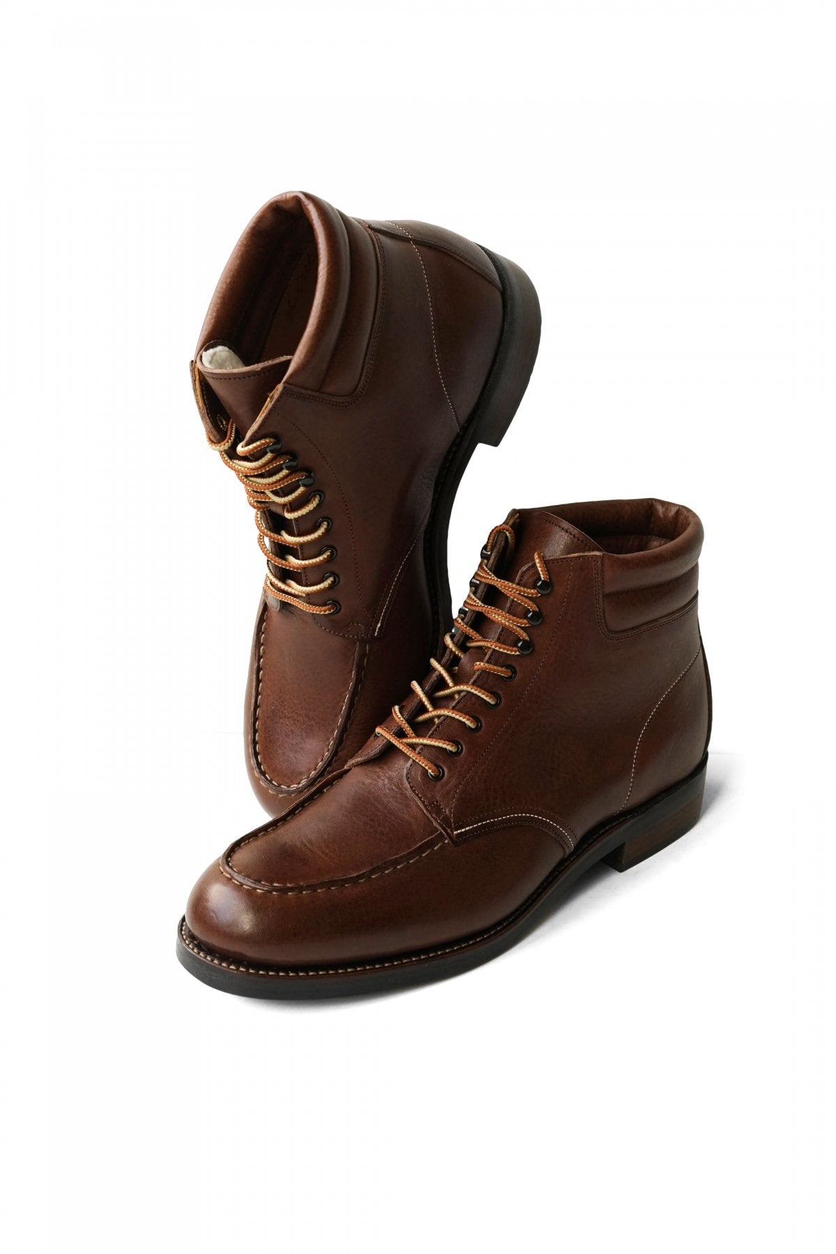 OLD JOE - "The Outlander" VACHETTA LEATHER MOC TOE BOOTS - WALNUT