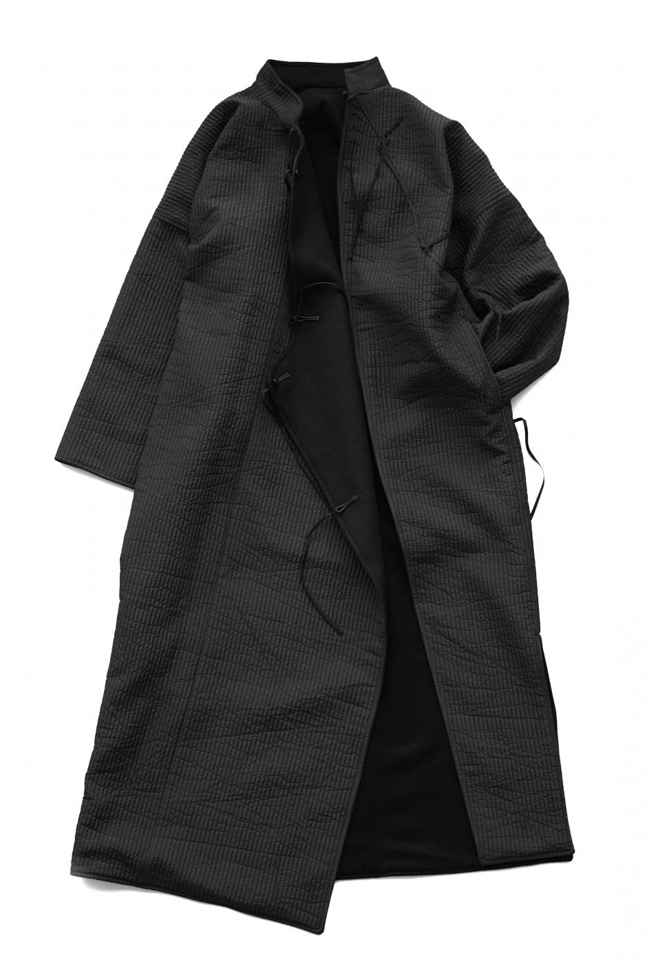 WRYHT- ASYMMETRY FRONT ORIENTAL COAT - BLACK