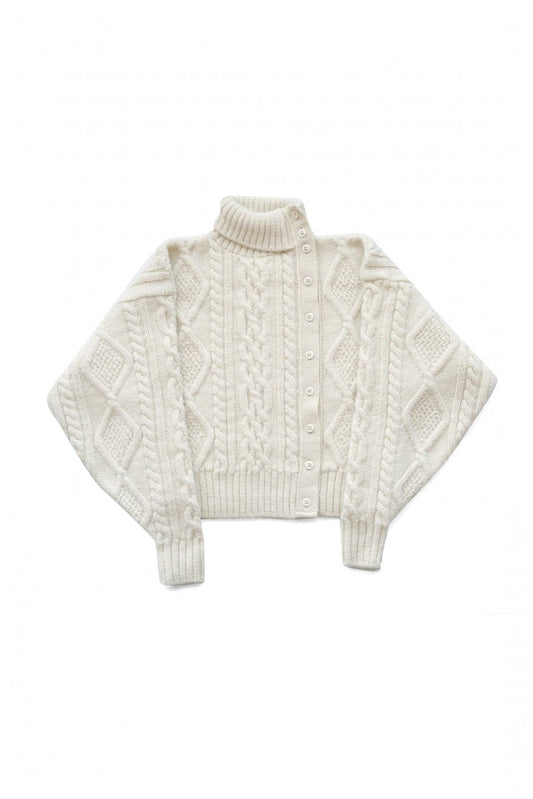 WRYHT - FISHERMAN BUTTONED SWEATER - BONE