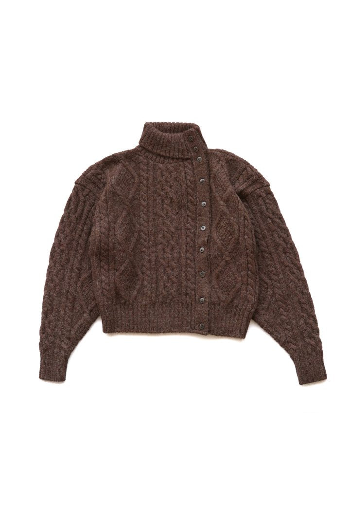 WRYHT - FISHERMAN BUTTONED SWEATER - ESPRESSO