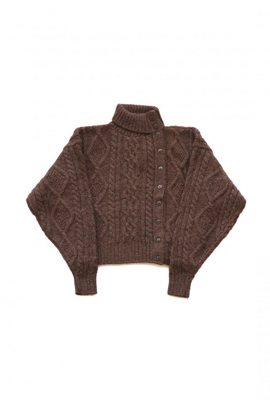 WRYHT - FISHERMAN BUTTONED SWEATER - ESPRESSO