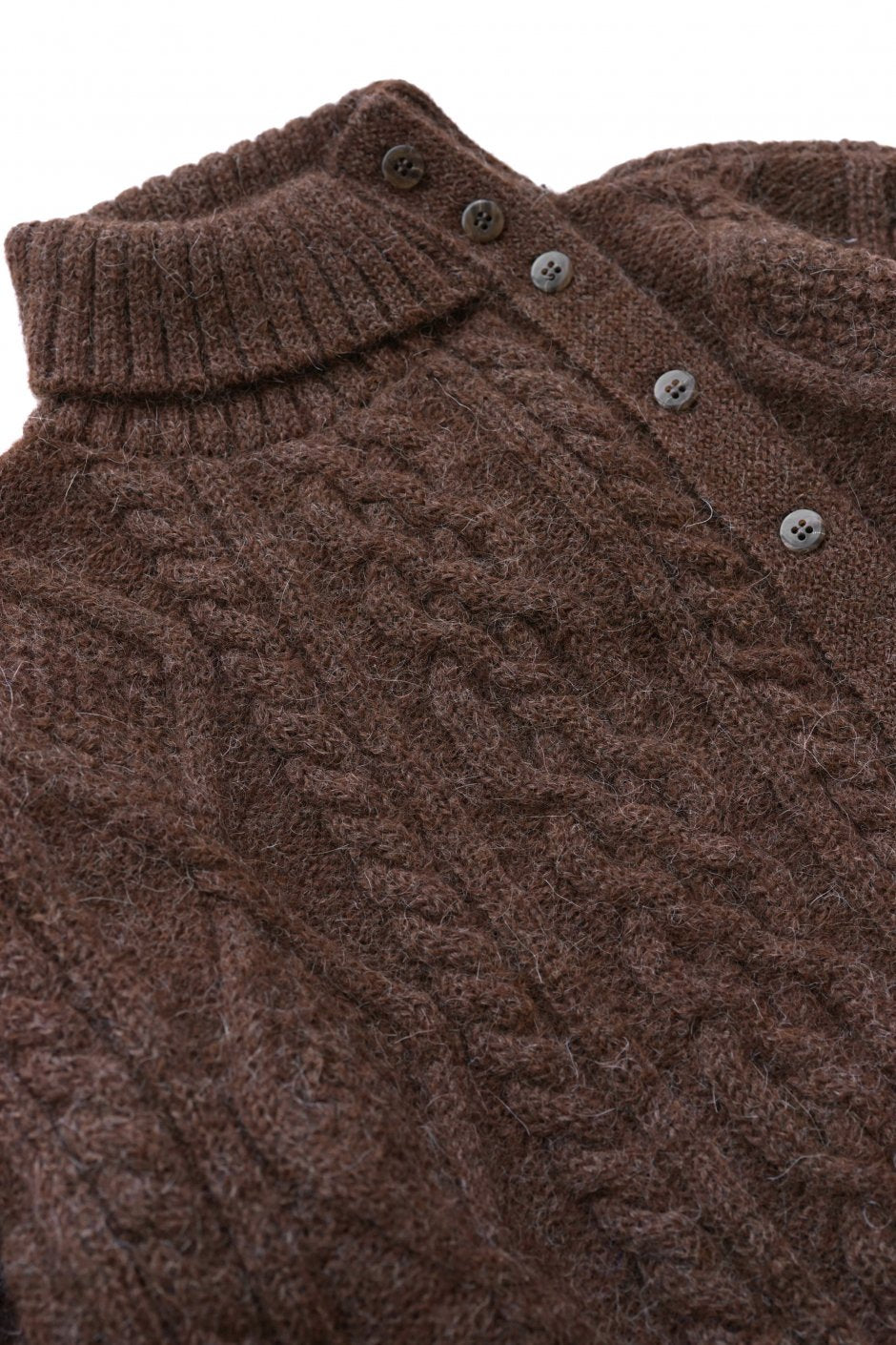 WRYHT - FISHERMAN BUTTONED SWEATER - ESPRESSO