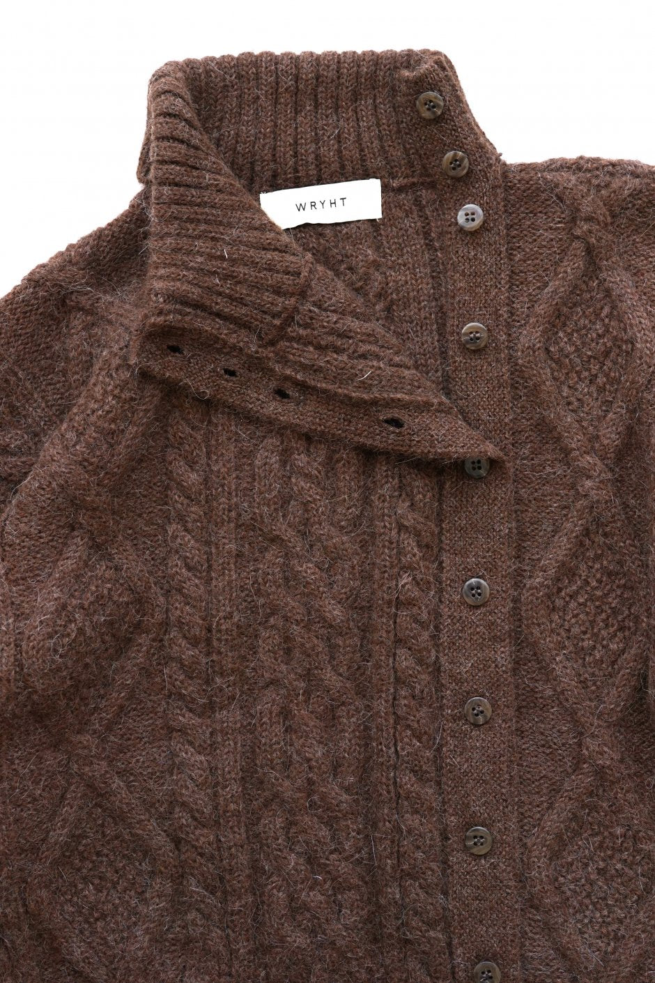 WRYHT - FISHERMAN BUTTONED SWEATER - ESPRESSO