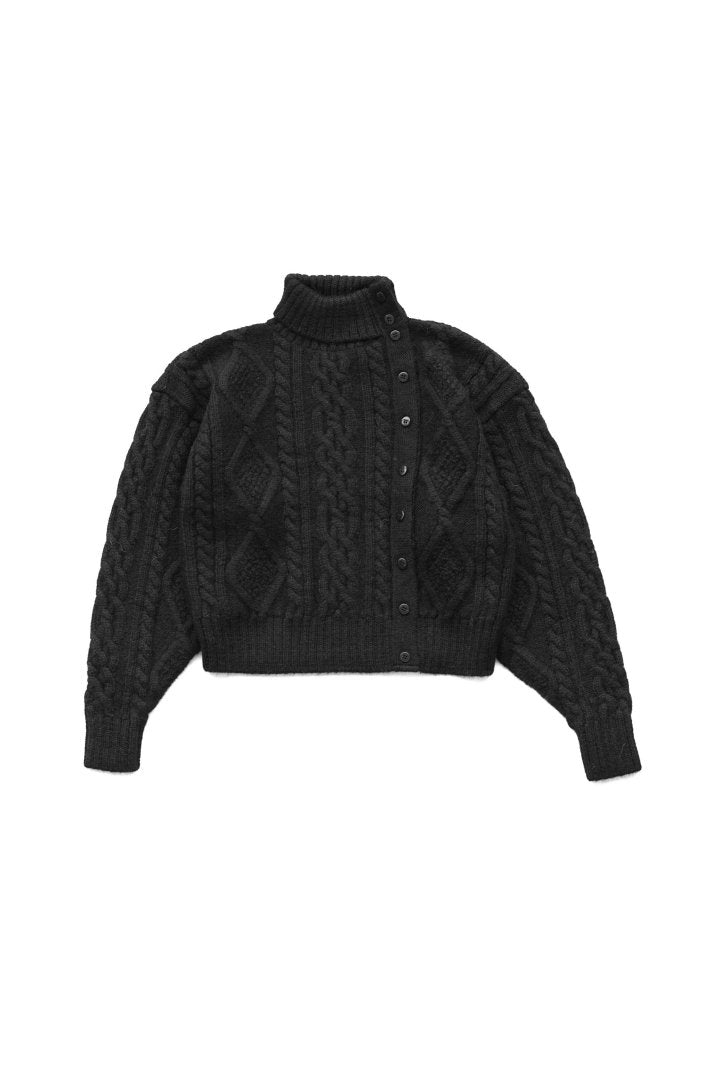 WRYHT - FISHERMAN BUTTONED SWEATER - BLACK