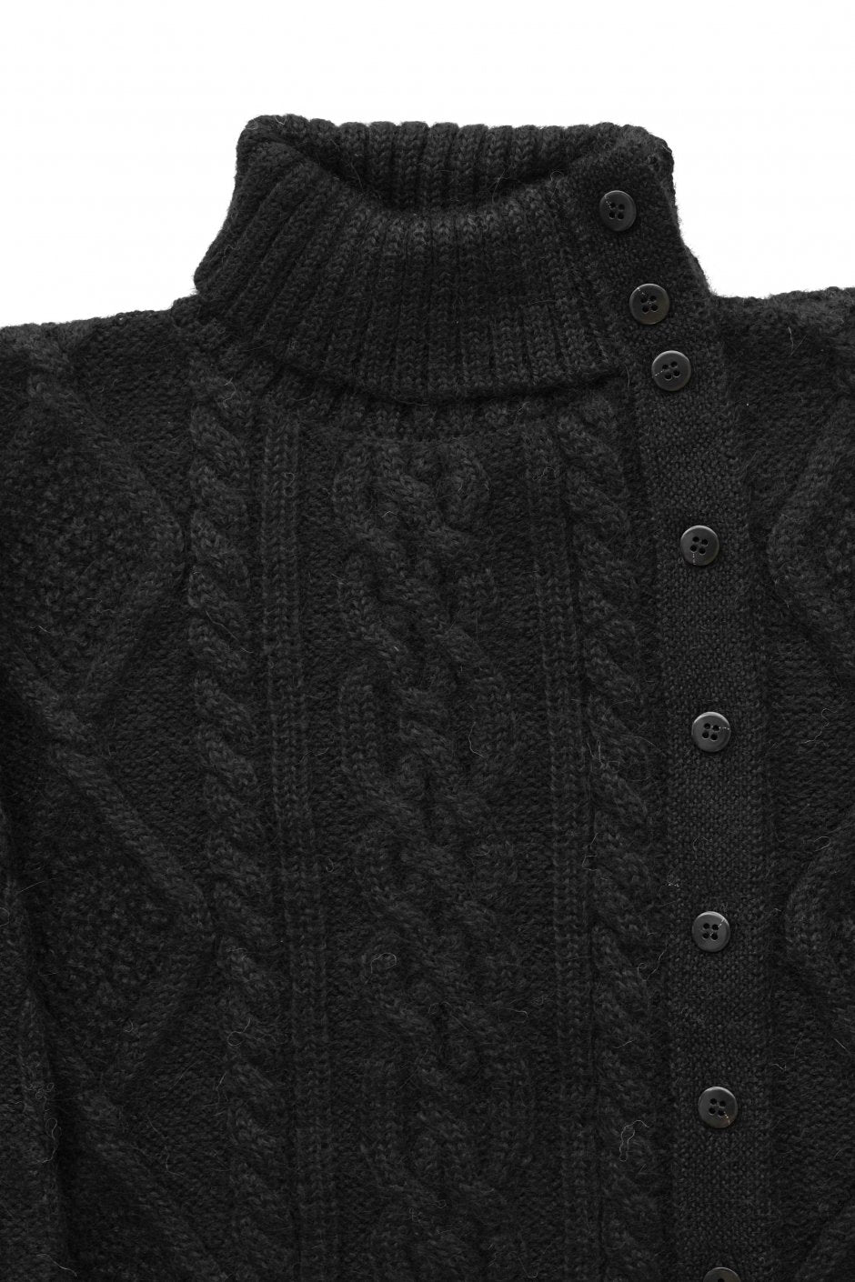 WRYHT - FISHERMAN BUTTONED SWEATER - BLACK