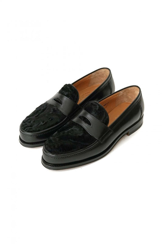 F.LLI Giacometti - FG537 - PENNY LOAFER - CALF LEATHER/ BABY LAMB HAIR - BLACK