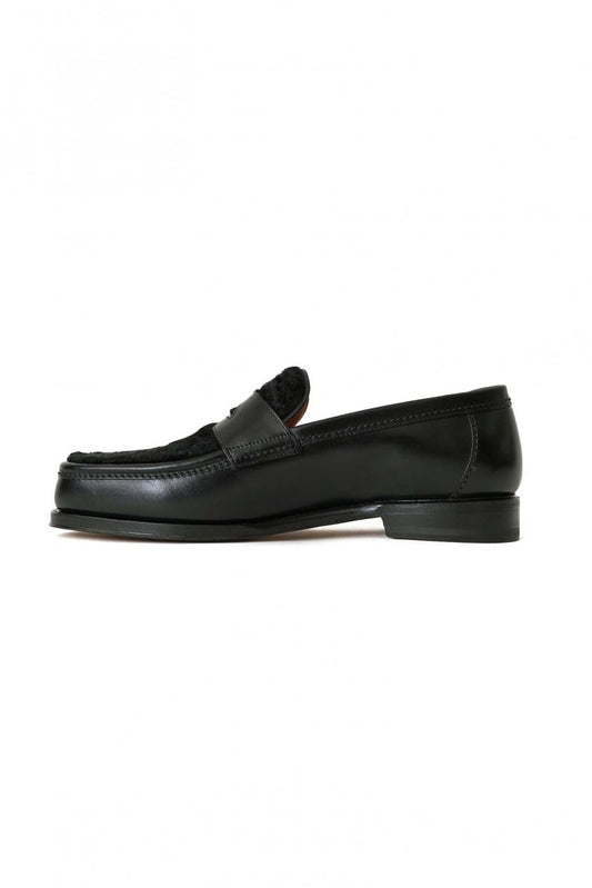 F.LLI Giacometti - FG537 - PENNY LOAFER - CALF LEATHER/ BABY LAMB HAIR - BLACK