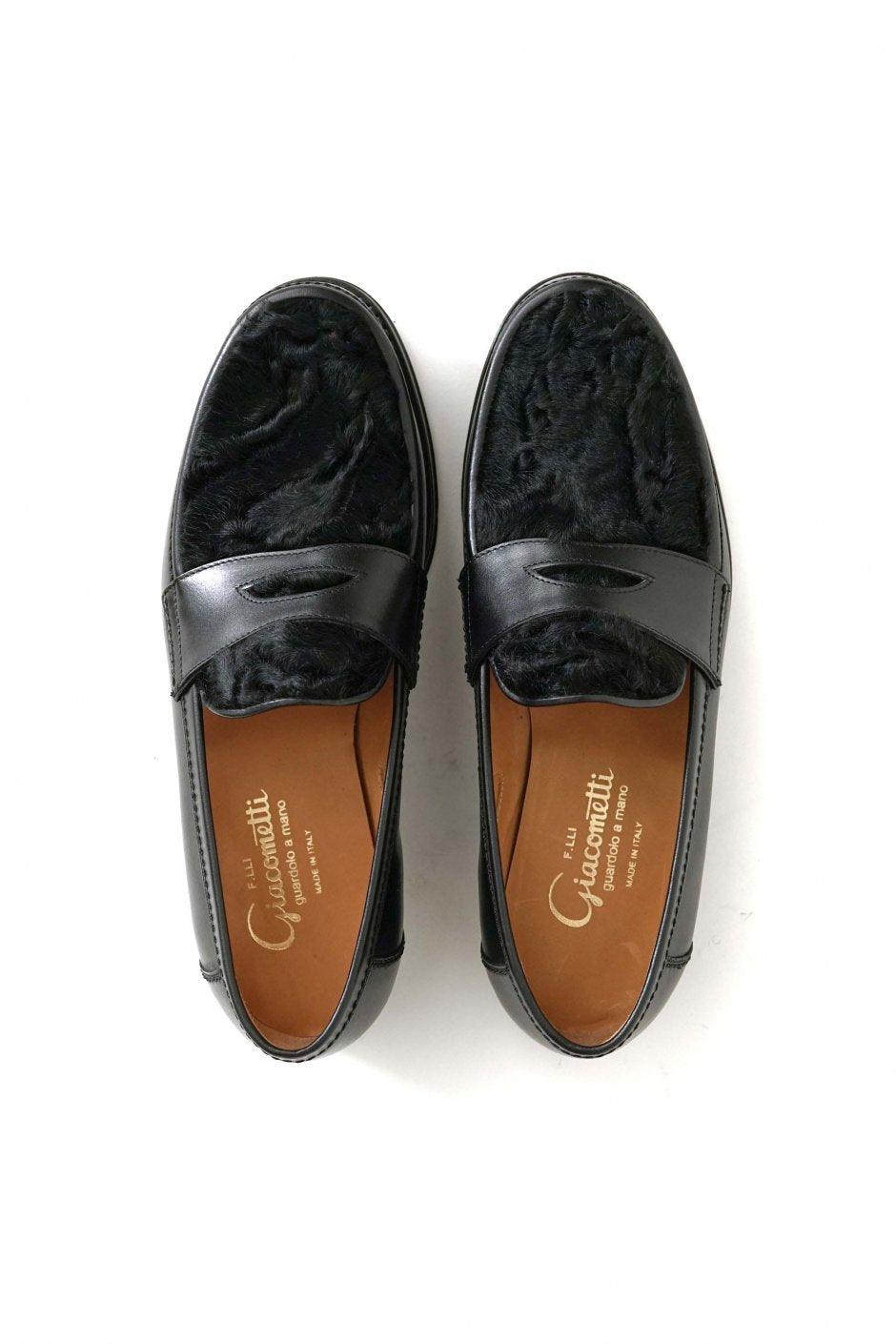 F.LLI Giacometti - FG537 - PENNY LOAFER - CALF LEATHER/ BABY LAMB HAIR - BLACK