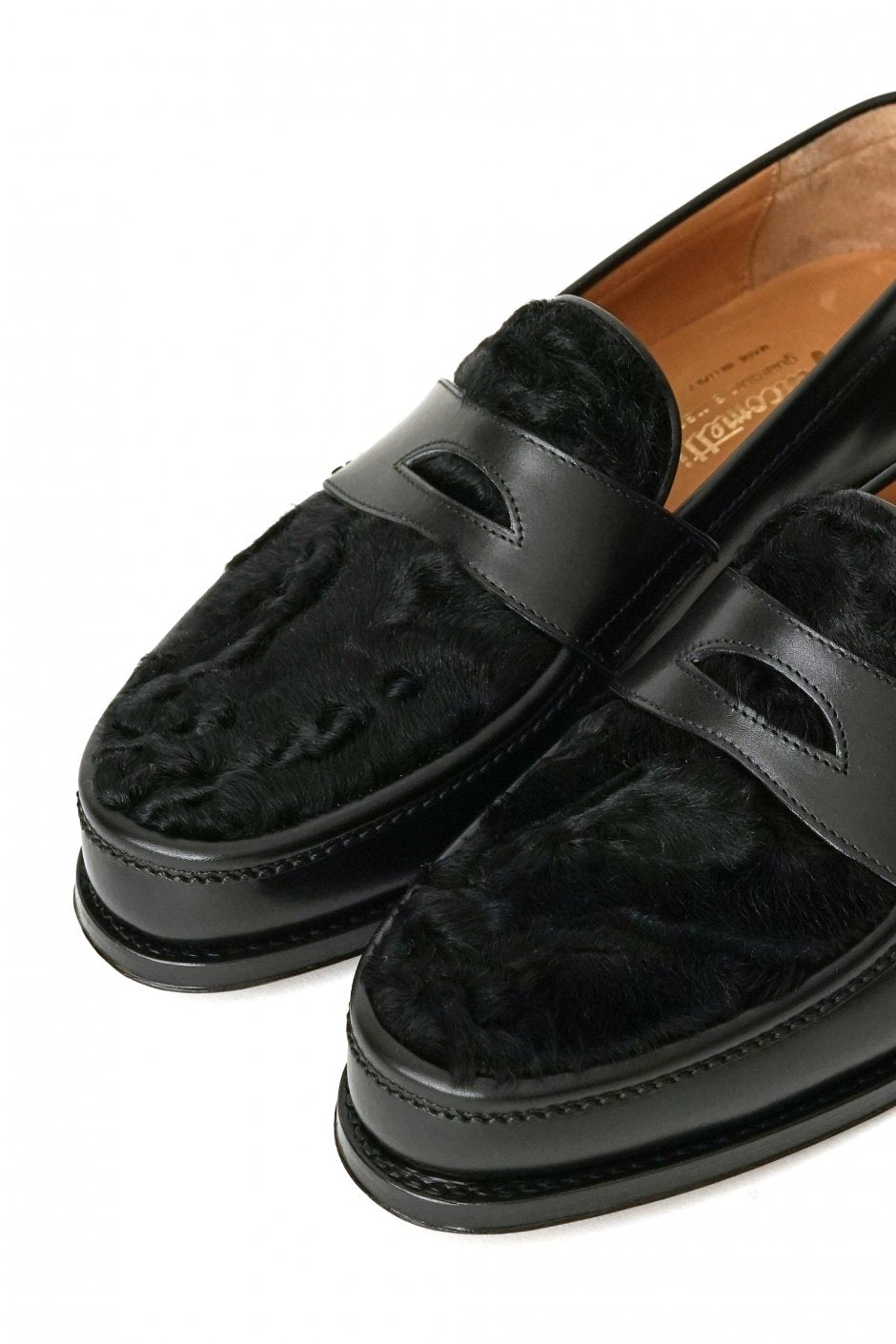 F.LLI Giacometti - FG537 - PENNY LOAFER - CALF LEATHER/ BABY LAMB HAIR - BLACK