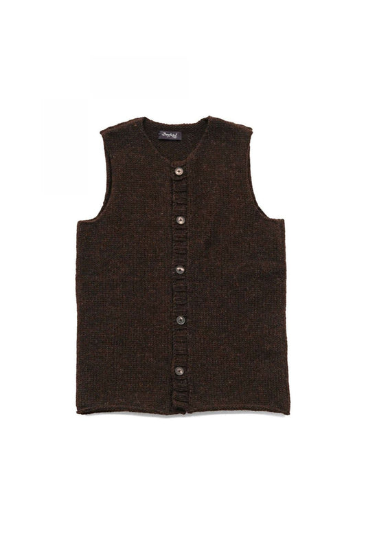 Bergfabel - VEST WITH BUTTON - DARK BROWN