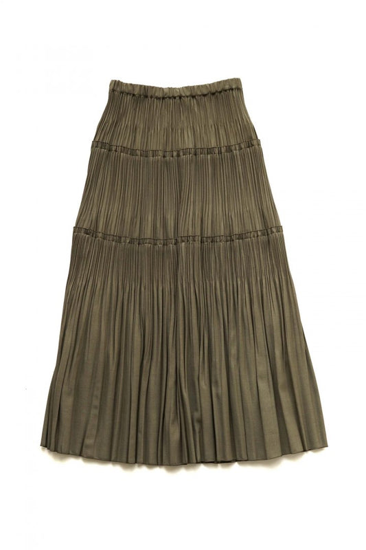 Nigel Cabourn woman - FOLKLORE PLEATS SKIRT - OLIVE