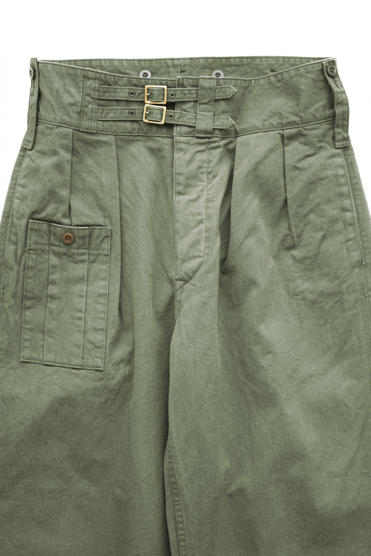 Nigel Cabourn - 40s B.GRUKA PANT - CHAMBRAY TWILL - OLIVE