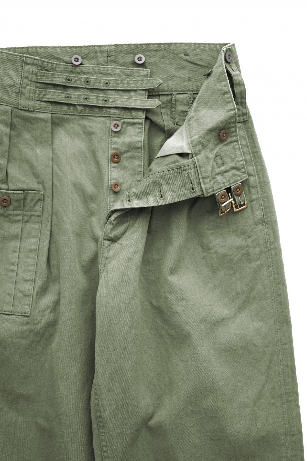 Nigel Cabourn - 40s B.GRUKA PANT - CHAMBRAY TWILL - OLIVE