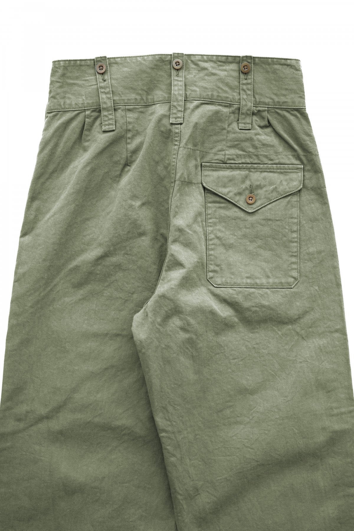 Nigel Cabourn - 40s B.GRUKA PANT - CHAMBRAY TWILL - OLIVE