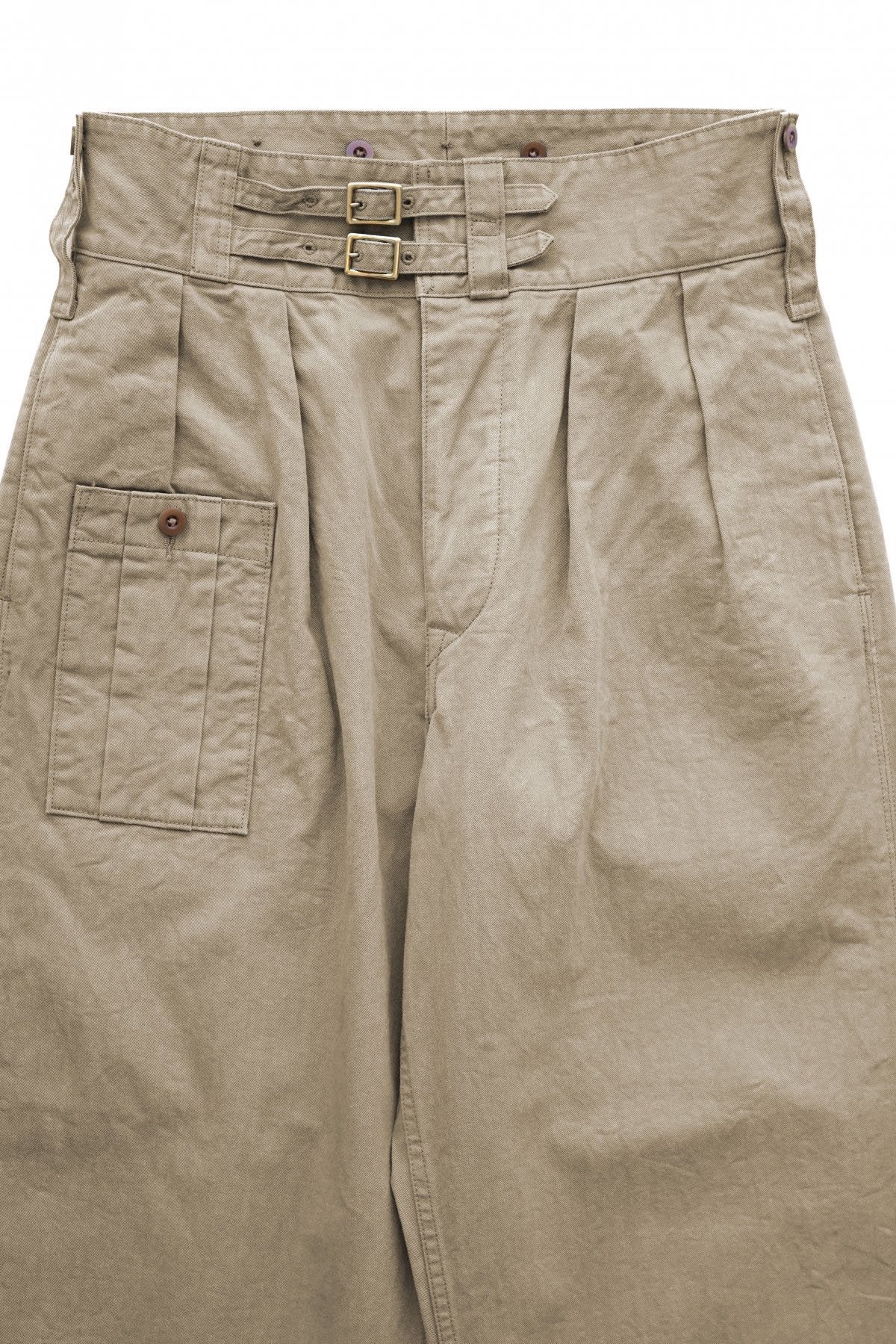 Nigel Cabourn - 40s B.GRUKA PANT - CHAMBRAY TWILL - KHAKI