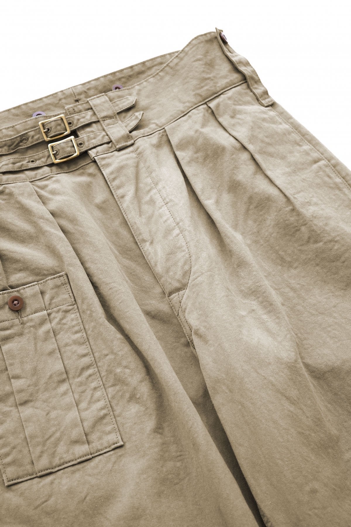 Nigel Cabourn - 40s B.GRUKA PANT - CHAMBRAY TWILL - KHAKI