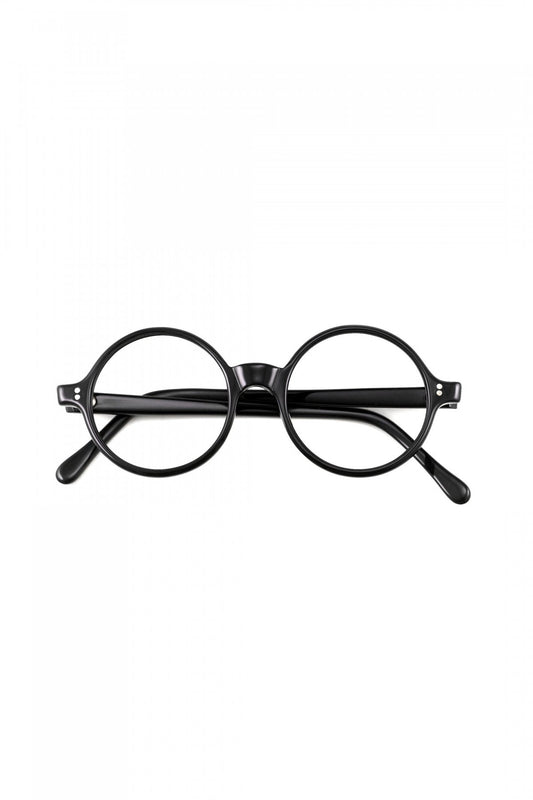 1960s FRAME FRANCE EYEGLASS ROUND BLACK  - OPT-763