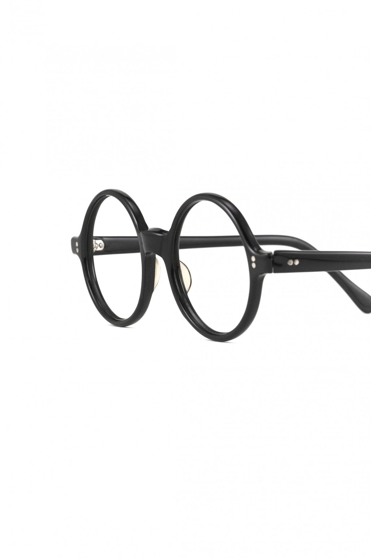 1960s FRAME FRANCE EYEGLASS ROUND BLACK  - OPT-763