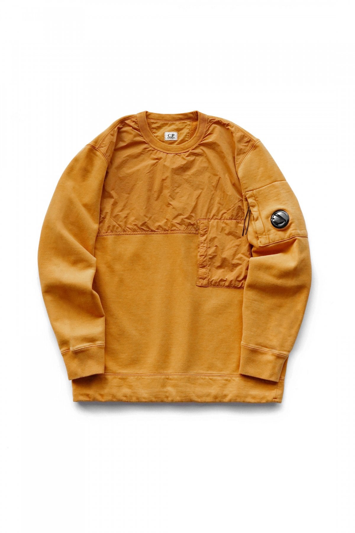 C.P.COMPANY - DIAGONAL FLEECE MIXED UTILITY SWEATSHIRT - DESERT SUN