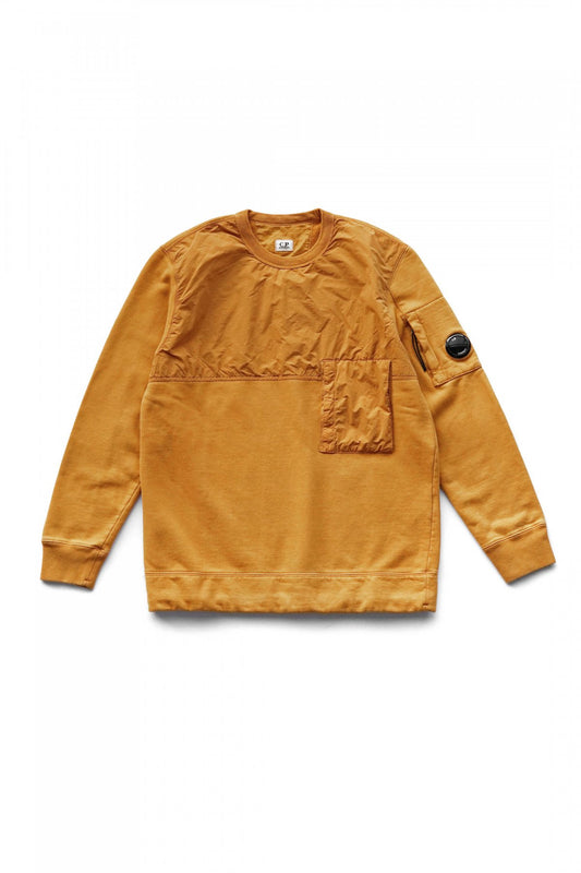 C.P.COMPANY - DIAGONAL FLEECE MIXED UTILITY SWEATSHIRT - DESERT SUN