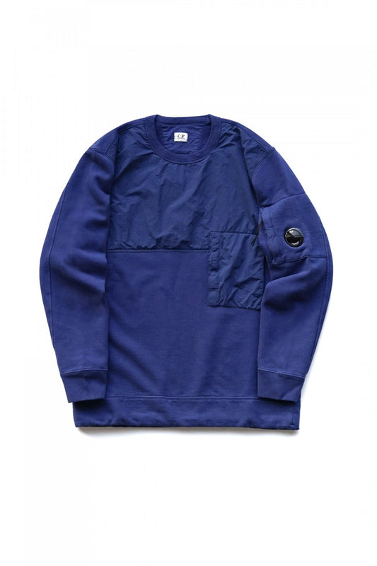 C.P.COMPANY - DIAGONAL FLEECE MIXED UTILITY SWEATSHIRT - BLUE PRINT