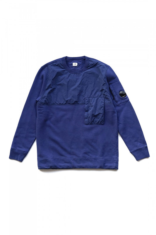 C.P.COMPANY - DIAGONAL FLEECE MIXED UTILITY SWEATSHIRT - BLUE PRINT