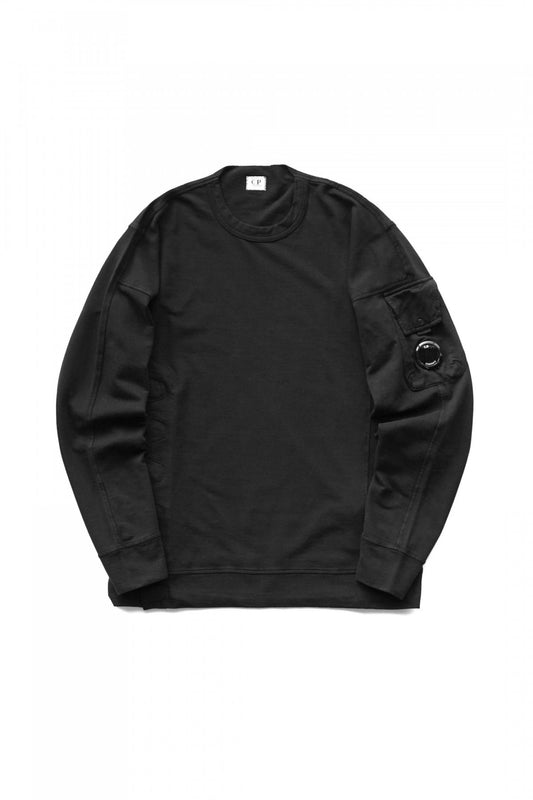 C.P.COMPANY - LIGHT FLEECE ASYMMETRICAL SWEATSHIRT - BLACK