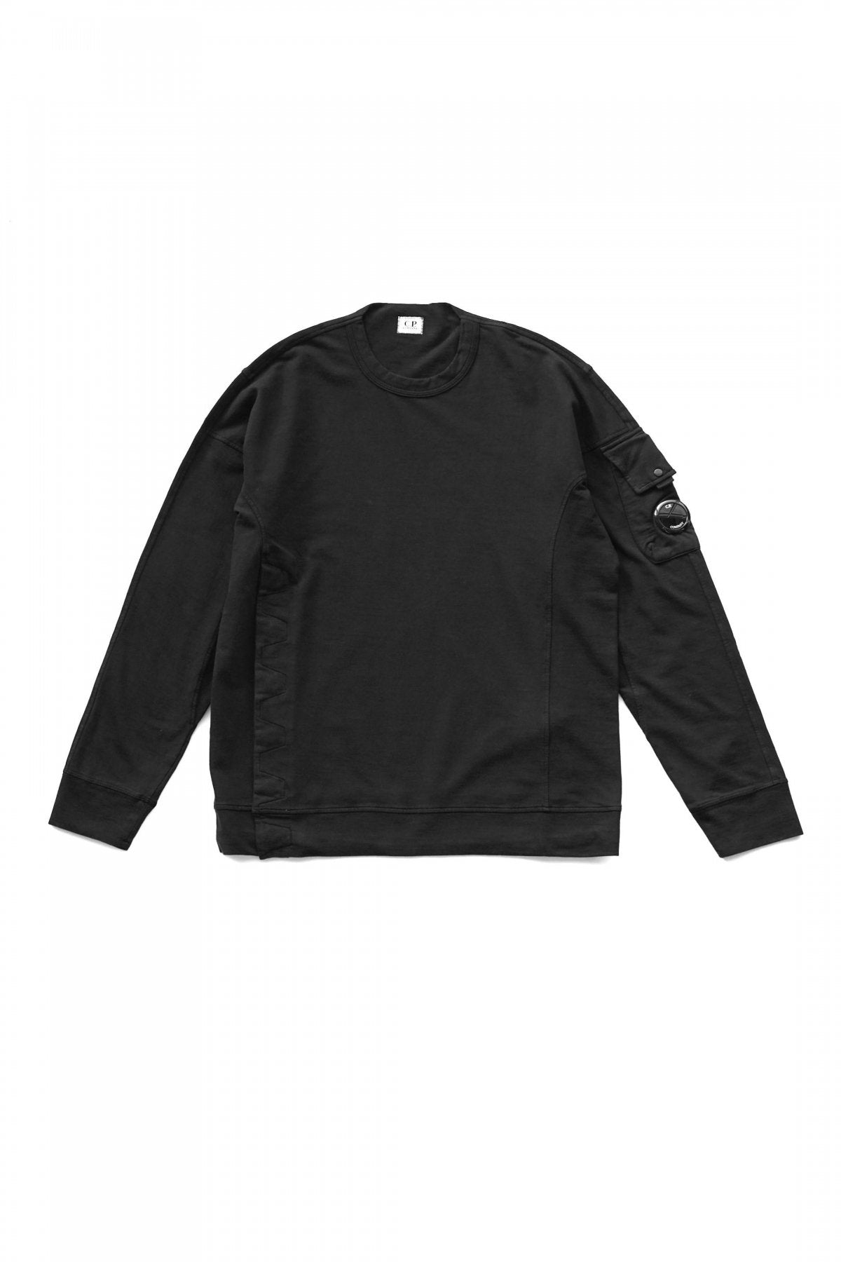 C.P.COMPANY - LIGHT FLEECE ASYMMETRICAL SWEATSHIRT - BLACK