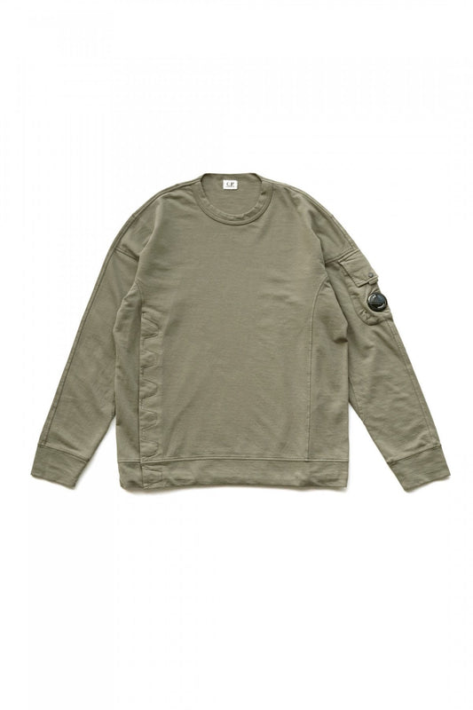 C.P.COMPANY - LIGHT FLEECE ASYMMETRICAL SWEATSHIRT - STONE GRAY