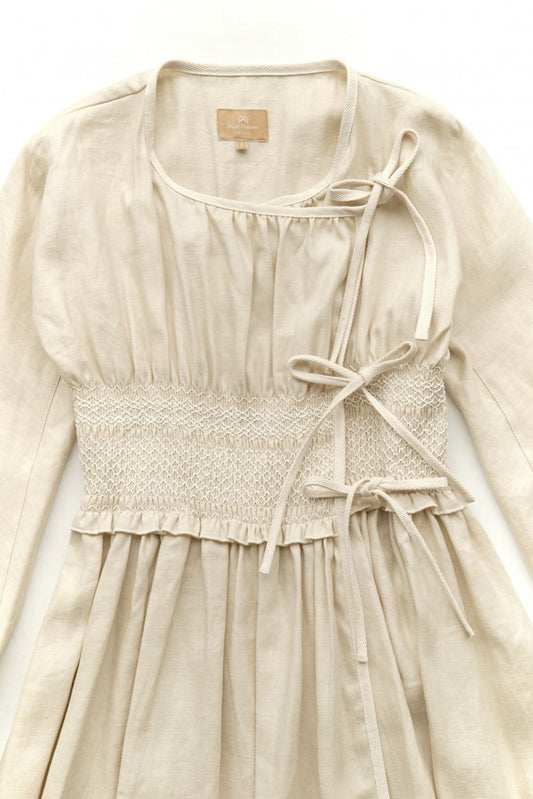 Nigel Cabourn woman - LINEN FOLKLORE DRESS - BEIGE