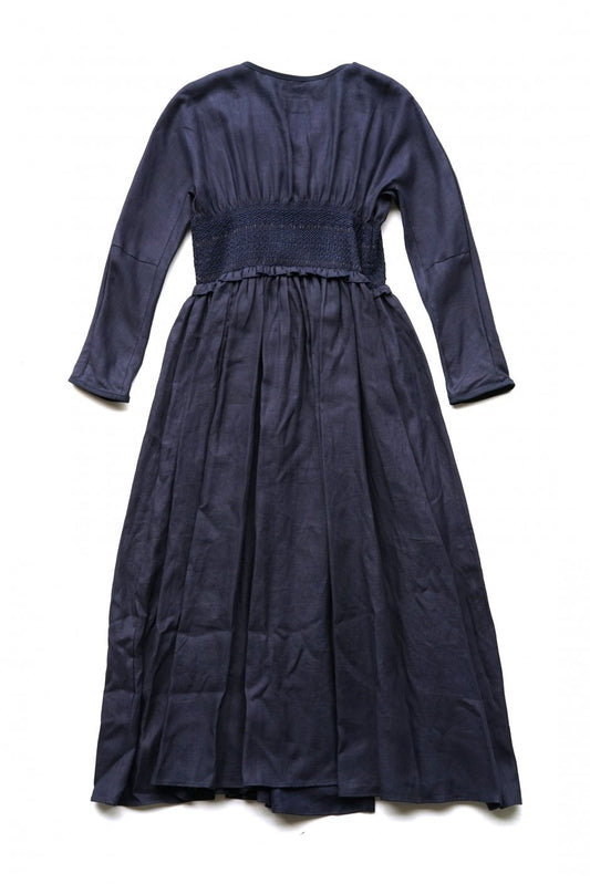 Nigel Cabourn woman - LINEN FOLKLORE DRESS - NAVY