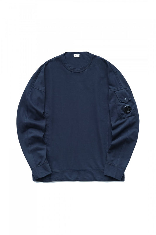 C.P.COMPANY - LIGHT FLEECE ASYMMETRICAL SWEATSHIRT - TOTAL ECLIPSE