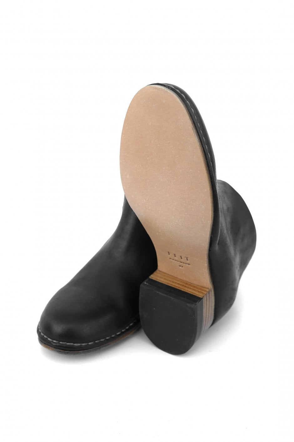 FEIT ★★★ - EXCLUSIVE BI-COLOR CEREMONIAL MID HEEL BOOTIE - BLACK