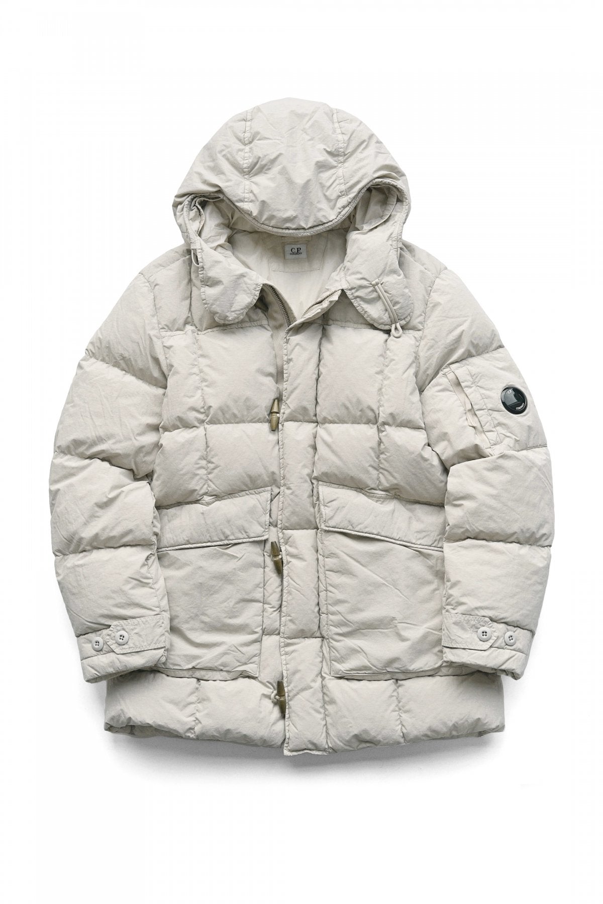 C.P. COMPANY - FLATT NYLON DOWN JACKET - SAND SHELL