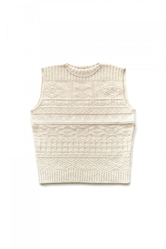 OLD JOE ★★★ - EXCLUSIVE GUERNSEY BOAT-NECK VEST - BONE