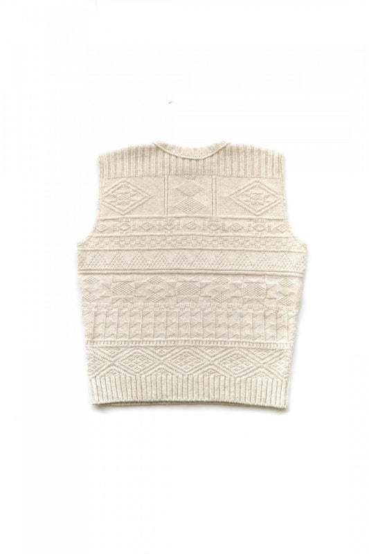 OLD JOE ★★★ - EXCLUSIVE GUERNSEY BOAT-NECK VEST - BONE