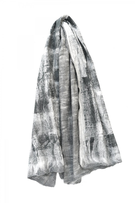 SILVANA MANETTI - SILK CASHMERE STOLE - GRAY/MELANGE No.1