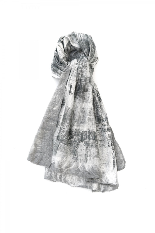 SILVANA MANETTI - SILK CASHMERE STOLE - GRAY/MELANGE No.1