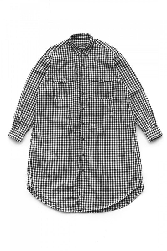 Porter Classic - ROLL UP GINGHAM CHECK SHIRT DRESS - BLACK