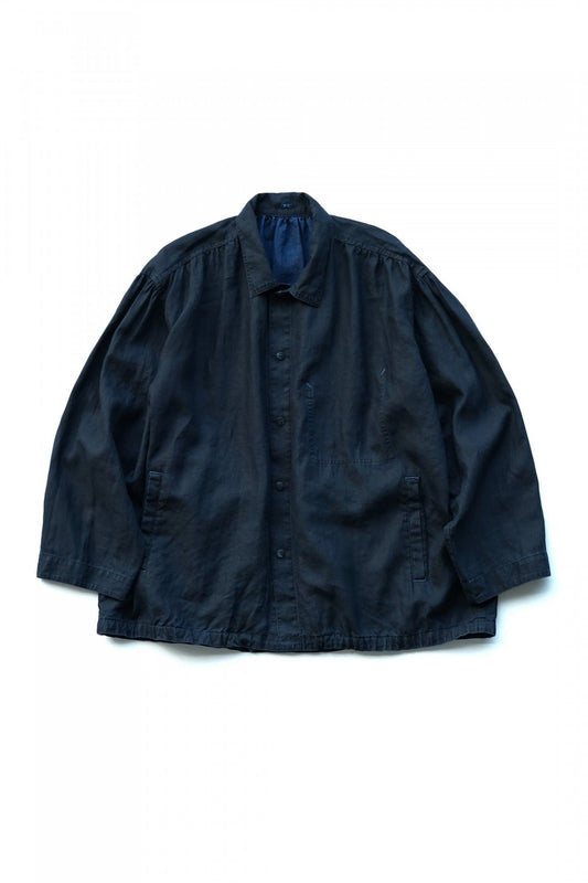 Porter Classic - FARMER'S LINEN GATHERED JACKET - INDIGO