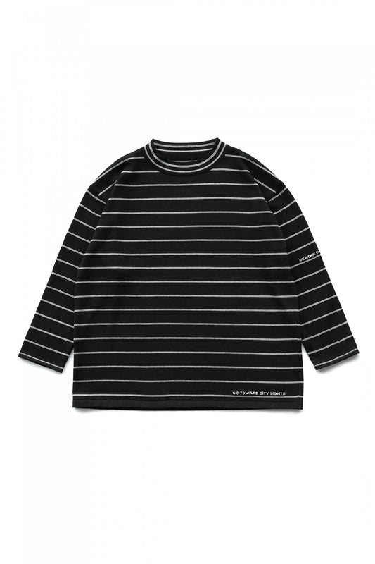 Porter Classic - CLASSIC BORDER MOCK NECK LONG SLEEVE SHIRT - BLACK