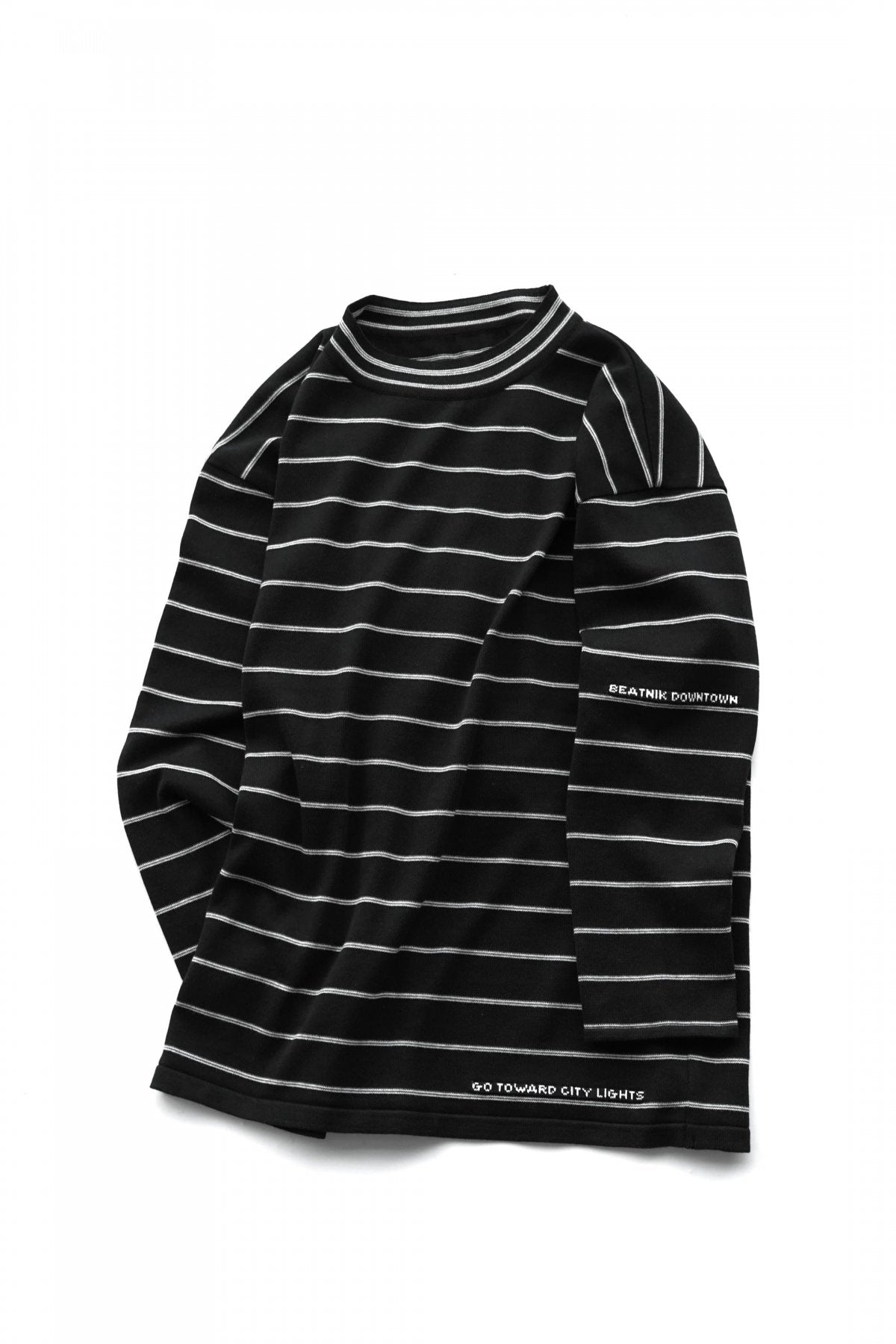 Porter Classic - CLASSIC BORDER MOCK NECK LONG SLEEVE SHIRT - BLACK