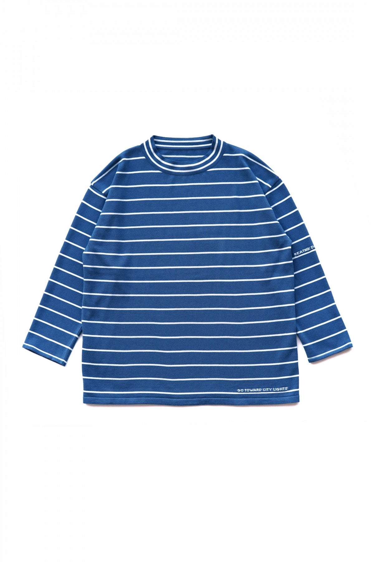 Porter Classic - CLASSIC BORDER MOCK NECK LONG SLEEVE SHIRT - BLUE