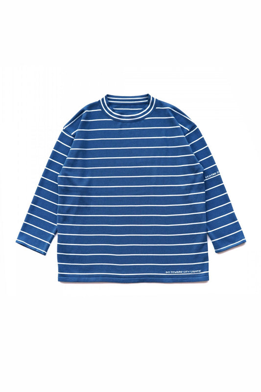 Porter Classic - CLASSIC BORDER MOCK NECK LONG SLEEVE SHIRT - BLUE