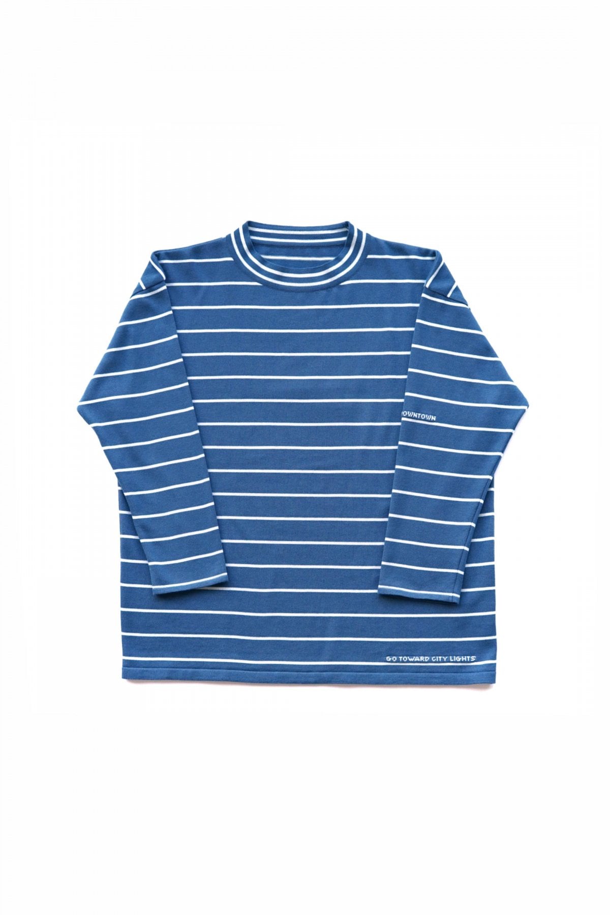 Porter Classic - CLASSIC BORDER MOCK NECK LONG SLEEVE SHIRT - BLUE