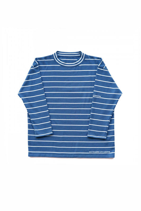 Porter Classic - CLASSIC BORDER MOCK NECK LONG SLEEVE SHIRT - BLUE