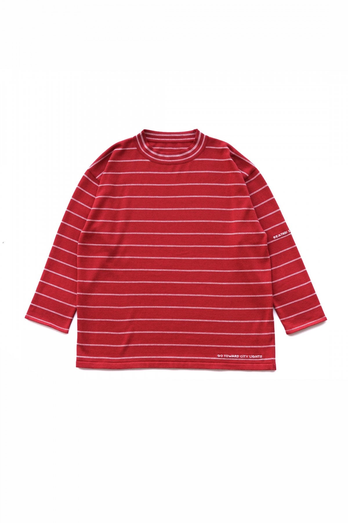 Porter Classic - CLASSIC BORDER MOCK NECK LONG SLEEVE SHIRT - RED