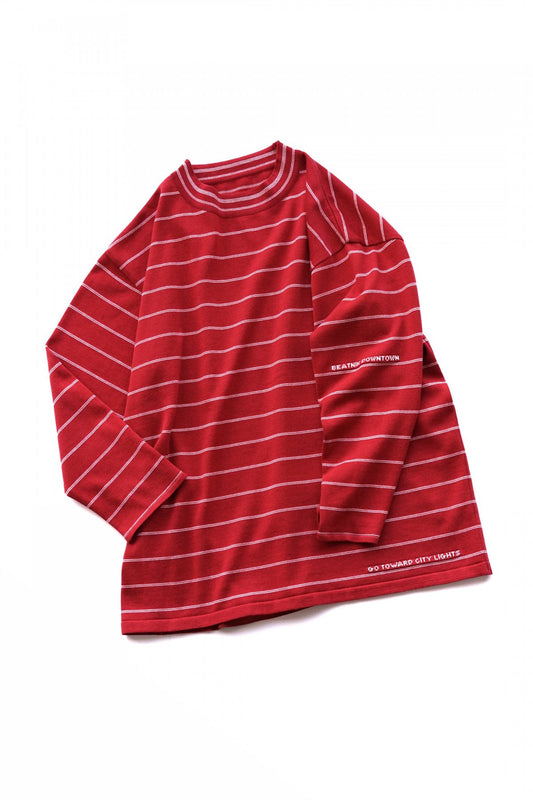 Porter Classic - CLASSIC BORDER MOCK NECK LONG SLEEVE SHIRT - RED