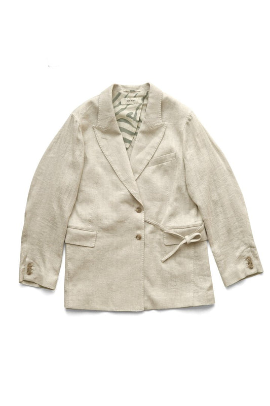 WRYHT - STRING WAIST PEAKED JACKET - NATURAL